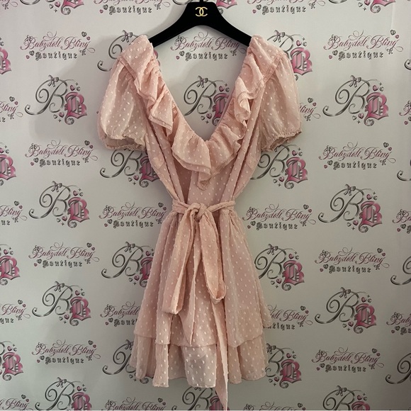 Sugar thrillz dolls kill dress soft regal days dotted mini dress tie up bow 🎀 - Picture 9 of 11